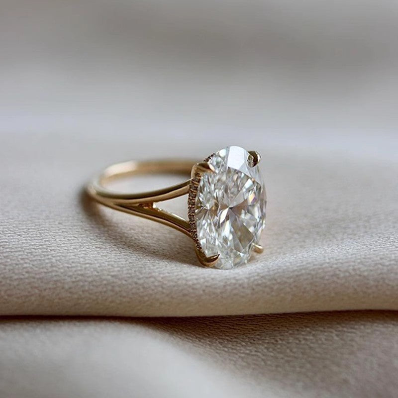 S925 sterling silver sparkly oval pigeon egg ring, vintage minimalist style, high-end index finger ring.