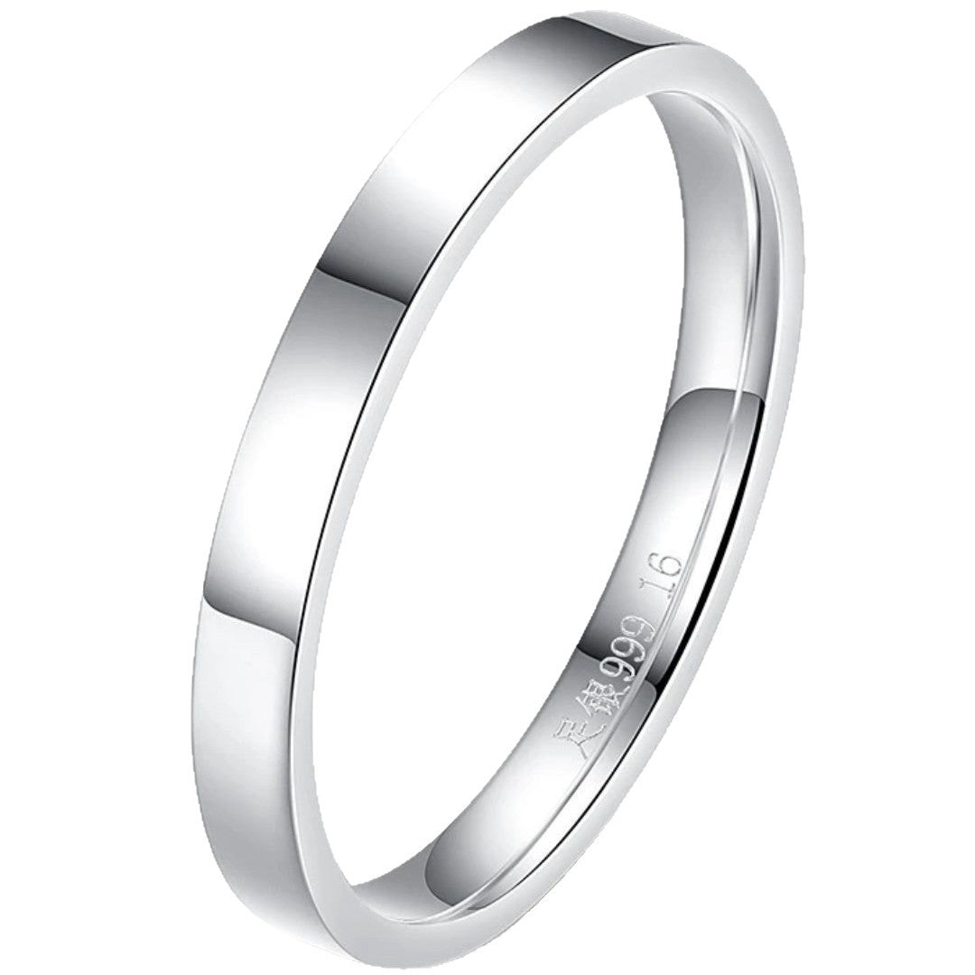 99% pure silver flat polished couple rings with inner closed design, exquisite silver jewelry, fresh and sweet.