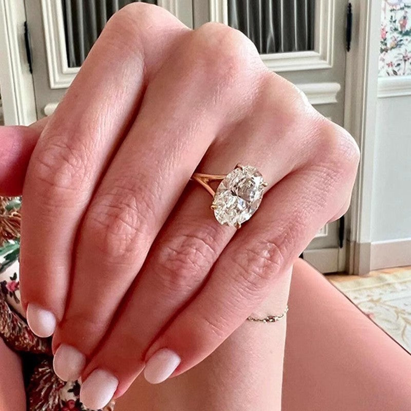 S925 sterling silver sparkly oval pigeon egg ring, vintage minimalist style, high-end index finger ring.