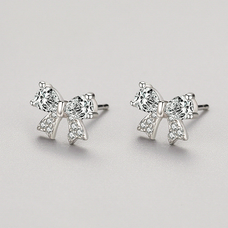 S925 Sterling Silver Bow Earrings for Women, Japanese and Korean Style, Versatile Earrings, Niche Design, Popular Cross-Border Silver Jewelry with Tassels