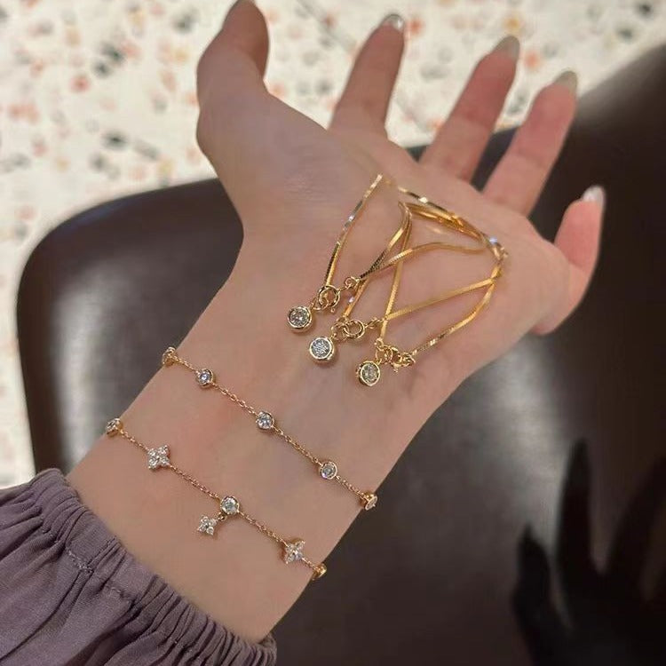 S925 Sterling Silver Bubble Diamond Snake Bracelet - A sophisticated and elegant jewelry bracelet with a unique design.