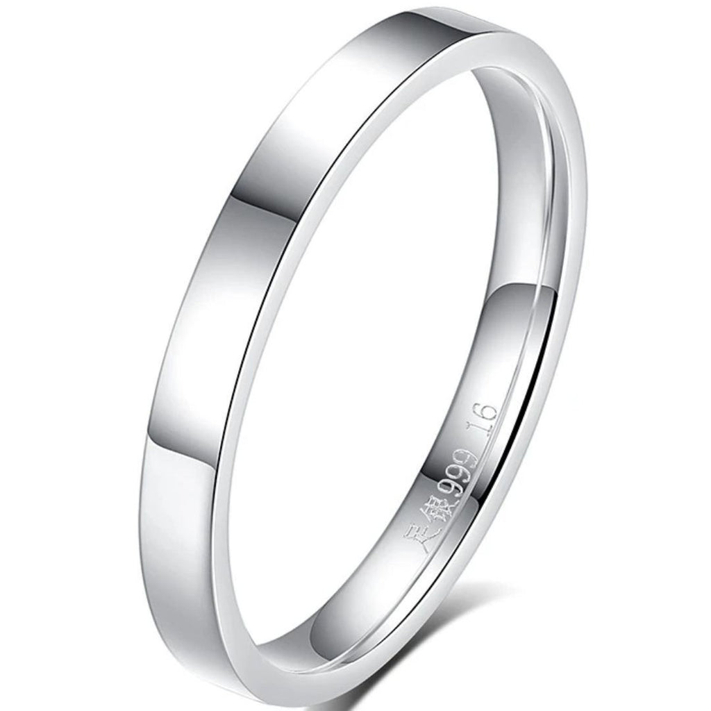 99% pure silver flat polished couple rings with inner closed design, exquisite silver jewelry, fresh and sweet.