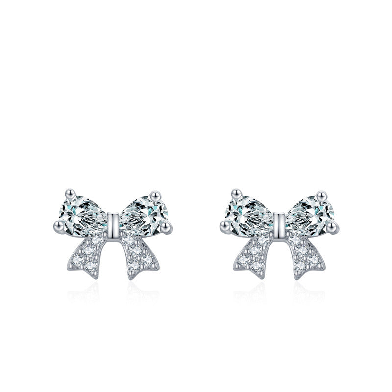 S925 Sterling Silver Bow Earrings for Women, Japanese and Korean Style, Versatile Earrings, Niche Design, Popular Cross-Border Silver Jewelry with Tassels