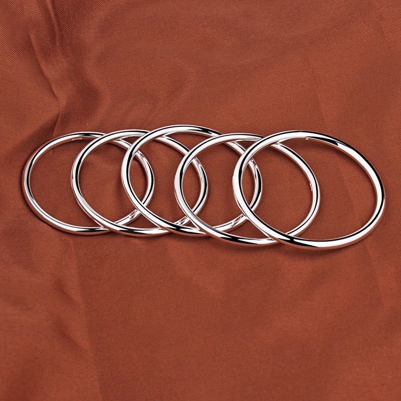 Plain silver bangle for women, closed design, 9999 pure silver, youthful style, smooth and solid finish, simple jewelry.