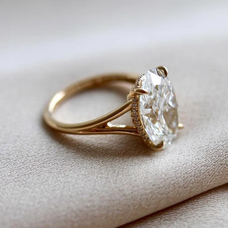 S925 sterling silver sparkly oval pigeon egg ring, vintage minimalist style, high-end index finger ring.