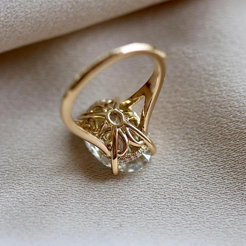 S925 sterling silver sparkly oval pigeon egg ring, vintage minimalist style, high-end index finger ring.