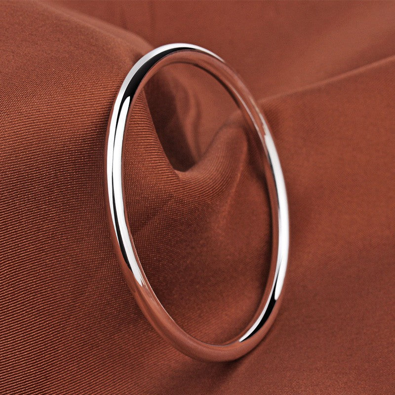 Plain silver bangle for women, closed design, 9999 pure silver, youthful style, smooth and solid finish, simple jewelry.