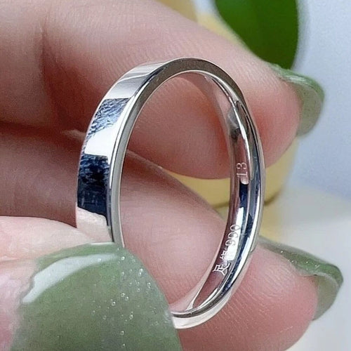 99% pure silver flat polished couple rings with inner closed design, exquisite silver jewelry, fresh and sweet.